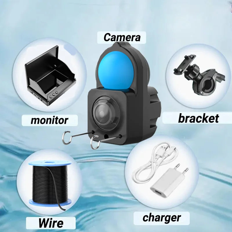 IP68 Waterproof Underwater Fishing Camera With Monitor Portable Fish Finder With Night Vision & Depth Finder HD Ice Lake Sea Boat Fishing Sonar Camera For Anglers Men