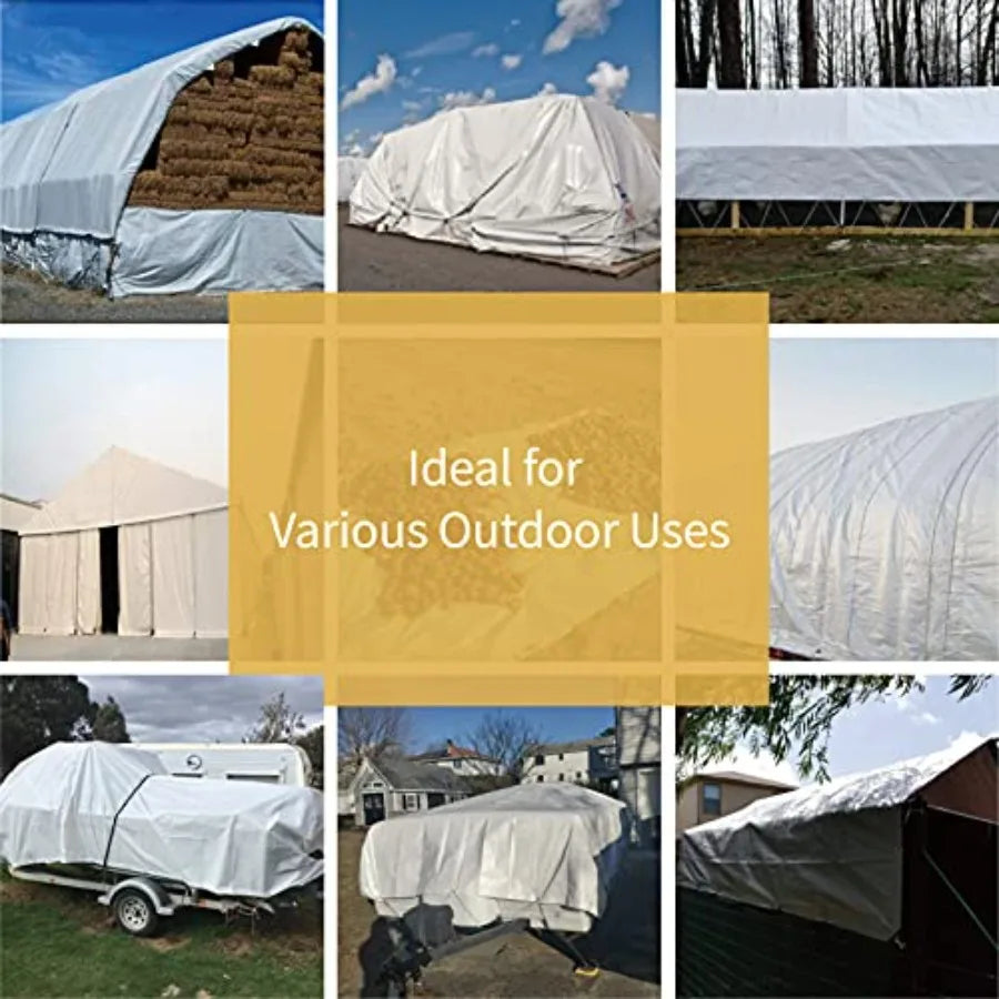 Outdoor Cover for Roof, Car, Boat, Truck -Tarps Heavy Duty Plus+ Waterproof Feet, 12mil Large Tarp with Reinforced Grommets,