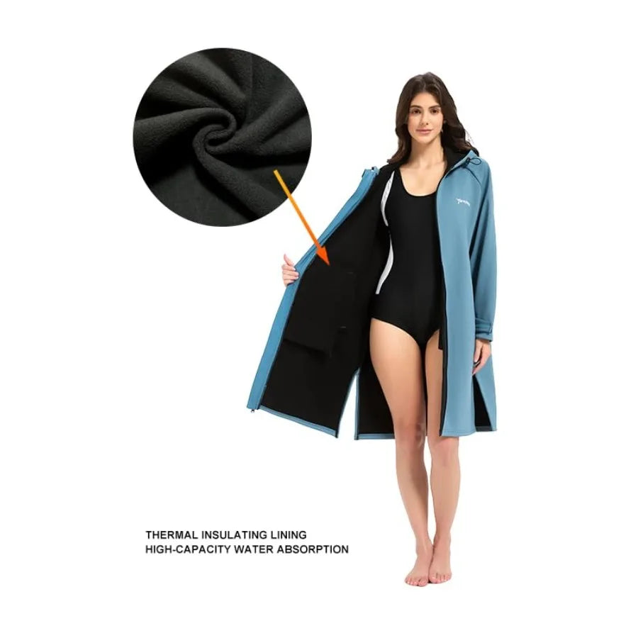 Waterproof & Windproof Fleece Lined Surf Poncho - Oversized Jacket for Swimming