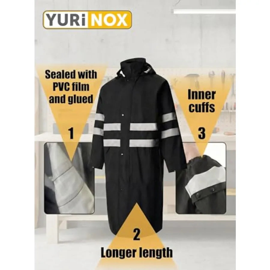 Long Hooded Waterproof Rain Jacket