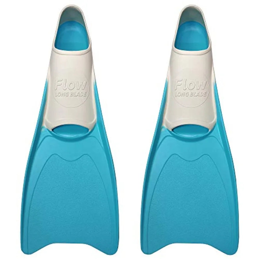 Flow Premium Rubber Long Fins for Swim and Lap Training - Youth Sizes for,Young Men, and Women