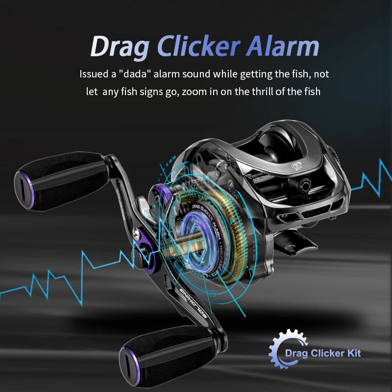 Soloking GKA200 Pro Baitcasting Fishing Reels 7.1:1/8.1:1 High-Speed Gear Ratio 9KG Drag Power 6+1 BB 30Levels Magnet Braking