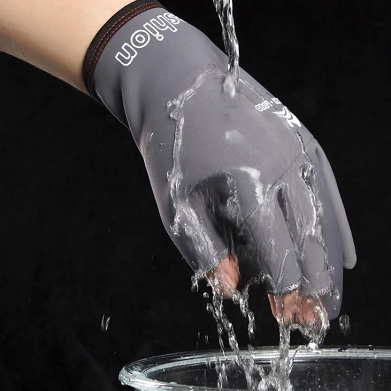 Neoprene Anti-Slip Fly-Fishing, Hunting Gloves Skidproof 3 Fingerless Gloves for Photography, Motorcycling, Shooting, Cycling, Hiking, Phone