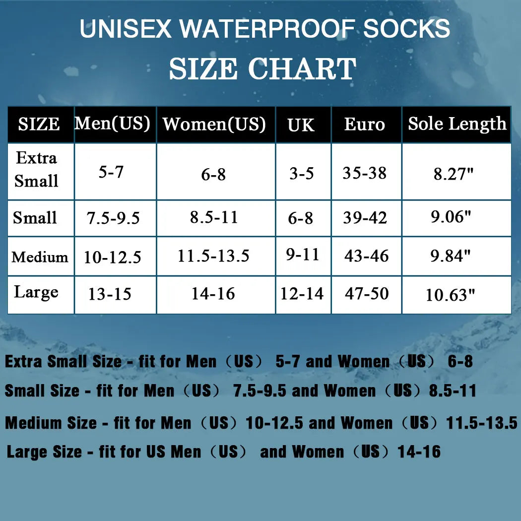 Unisex Waterproof Breathable Dry Socks for Outdoor Fishing, Wading, Kayaking, Hiking, Camping, Trekking, Cycling, Snow Boarding, Skiing