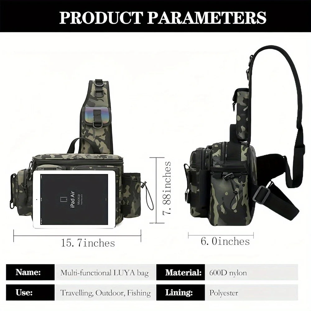 Fishing Tackle Backpack Fishing Waist Bag  Fishing Tackle Shoulder Bag, Ideal for Fishing, Camping, Hiking and More