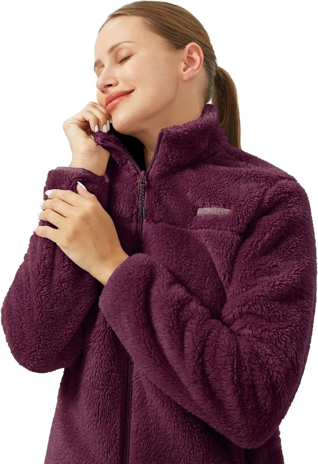 Women's Fuzzy Fleece Jacket with Full Zip for Spring Fall Winter