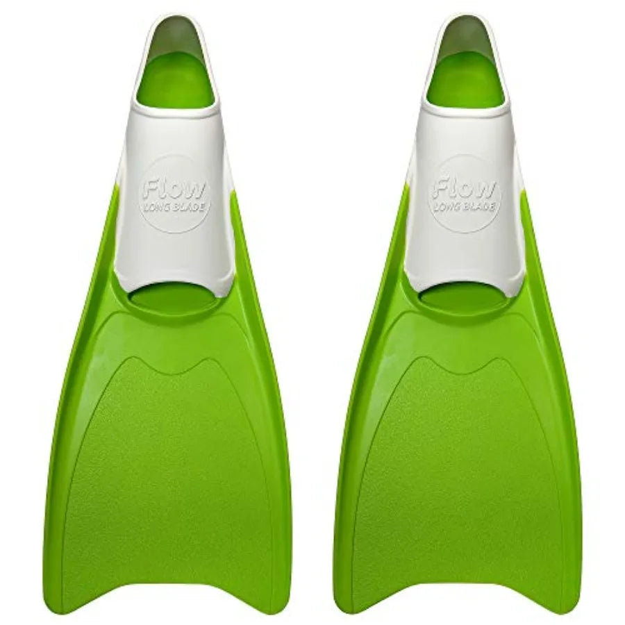 Flow Premium Rubber Long Fins for Swim and Lap Training - Youth Sizes for,Young Men, and Women