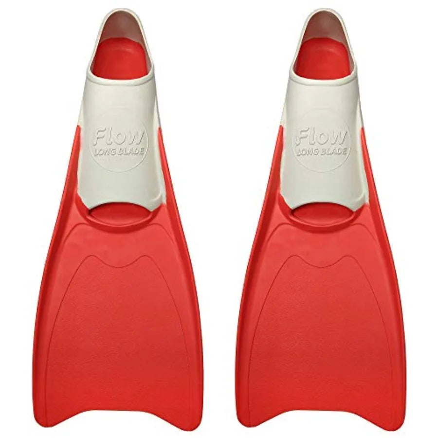 Flow Premium Rubber Long Fins for Swim and Lap Training - Youth Sizes for,Young Men, and Women