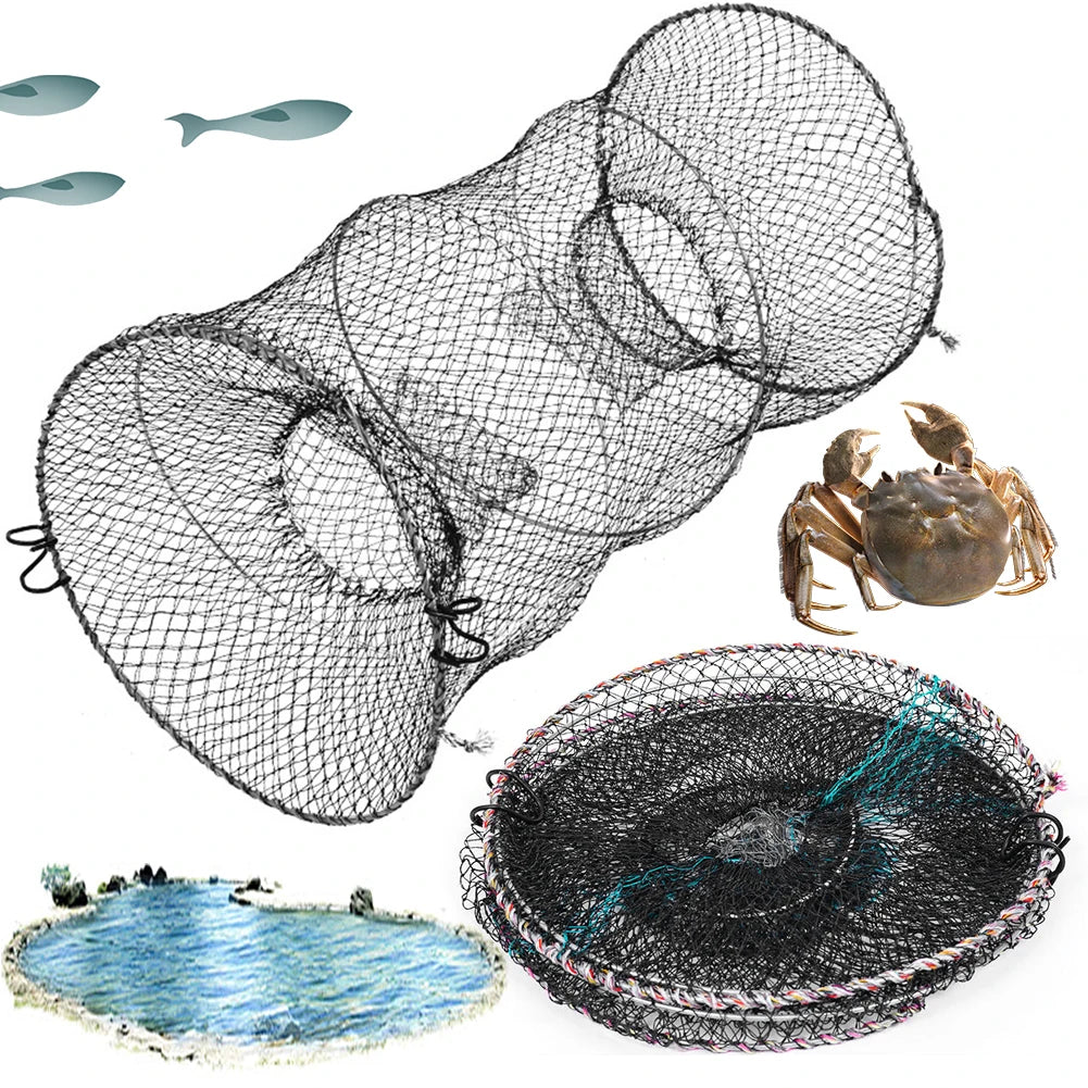 Folding Crab Trap Shrimp Fish Trap Crab Catcher Net Fishing Net Cage Telescopic Fishing Traps Net for Lobster Shrimp