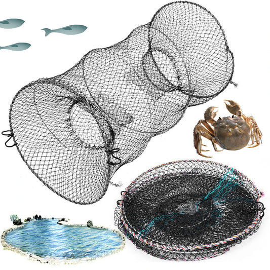 Folding Crab Trap Shrimp Fish Trap Crab Catcher Net Fishing Net Cage Telescopic Fishing Traps Net for Lobster Shrimp