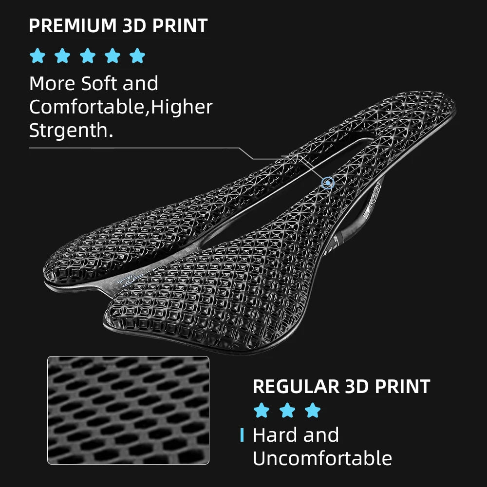 RYET 3D Printed Bicycle Saddle Ultralight Carbon EVA 245x145mm Bike Seating Part MTB Gravel Road Bike Seat Cycling Cushion