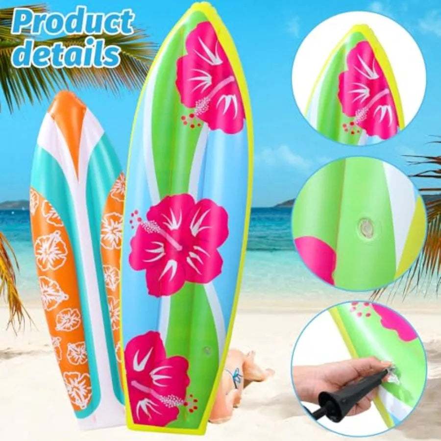 4 Pcs flatable Surf Board flatable Luau Party Decorations Blow up Surfboard