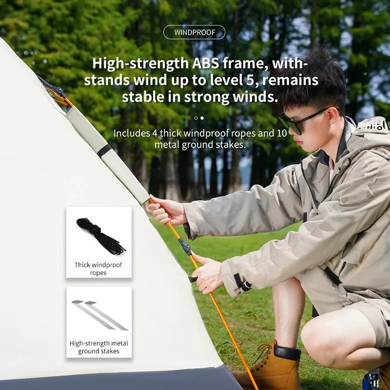 Outdoor Folding Tent Fully Automatic Quick Opening Tent 3-4 Person Self Driving Camping Tent Rain Proof Sun Proof Portable