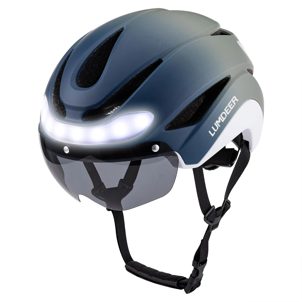 LUMDEER Road Bicycle Turn Signal Helmet With Magnetic Googles & Sun Visor  Ride Racing Ultralight Adult Road Bike Front And Rear