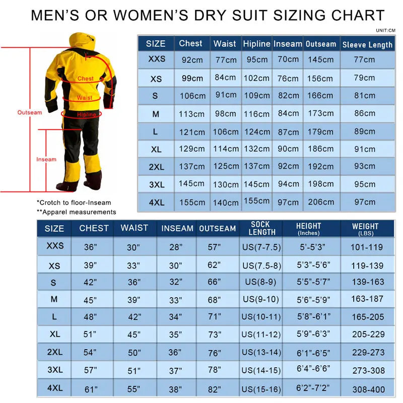 2 In 1 Waterproof Jacket and Pants Separate Dry Suits Switch/Zip DrysuitWith Latex Seal For Kayaking Canoeing Offshore Paddling