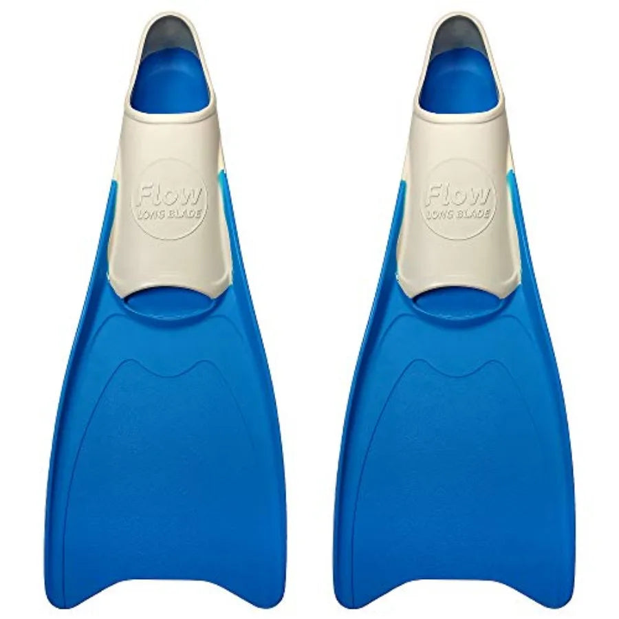 Flow Premium Rubber Long Fins for Swim and Lap Training - Youth Sizes for,Young Men, and Women