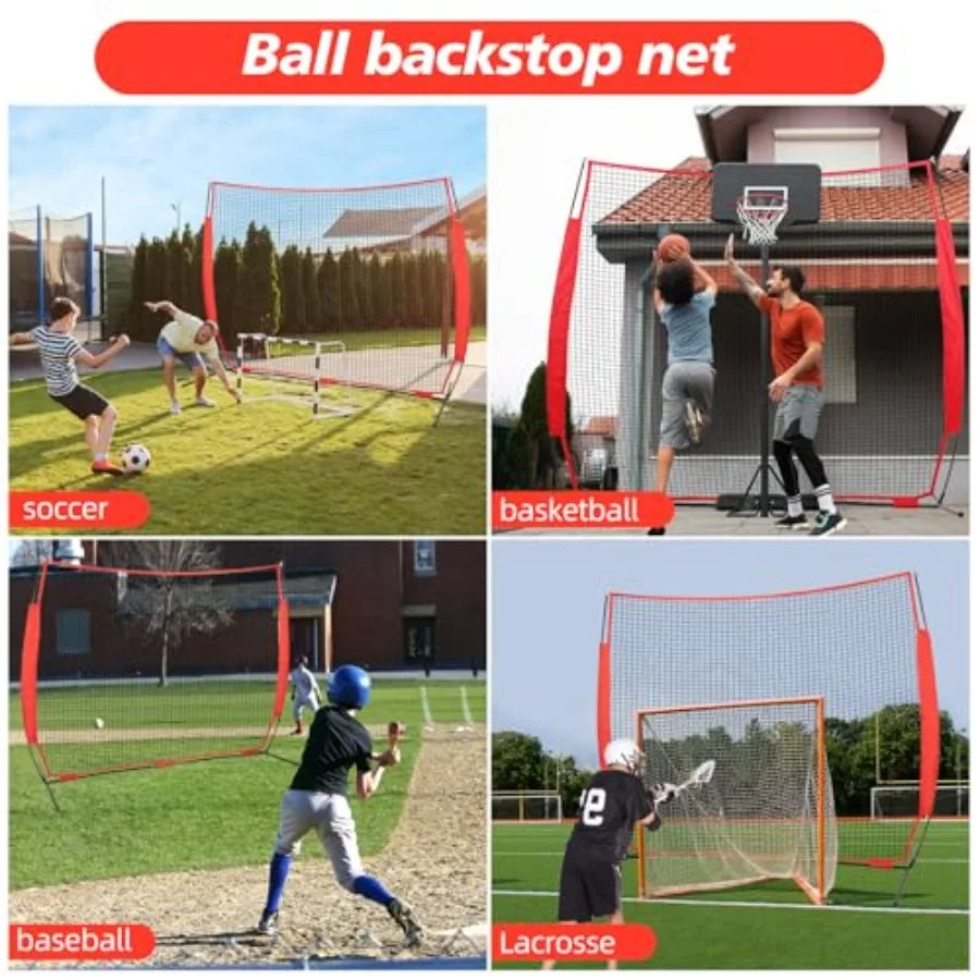 7x7ft/10x16ft/10x20ft Portable Sport Net Backstop Net for Softball, Lacrosse, Soccer with Handbag and 12 Ground Nails.