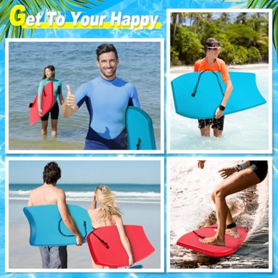 2 Pack Bodyboard for Beach Lightweight Surfboards with EPS Core Pool Skim Boards with Rope Surfing Body Board for Adults Surfing