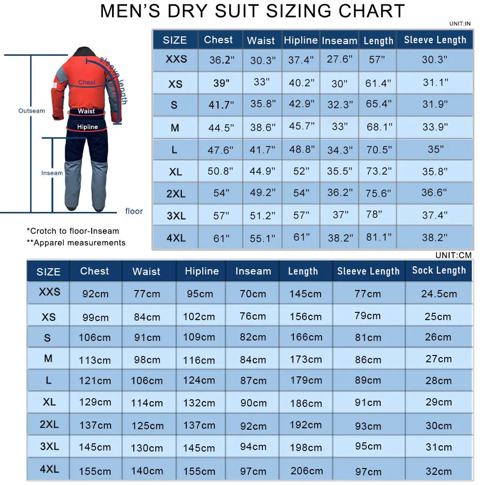 3-Ply Men's Semi-Dry Suit Breathable Warm Paddling Drysuit Wetsuit for Kids to Adult Angler Kayak Fishing ATV&UTV Riders Clothing