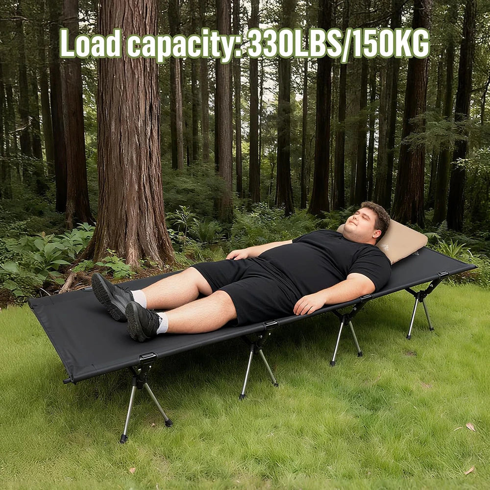 Night Cat Camping Cot Bed - Portable Folding Sleeping Cots for Adults 1-Person Outdoor Elevated Off-Ground Beds Easy Set-up Army Sleeping Bed