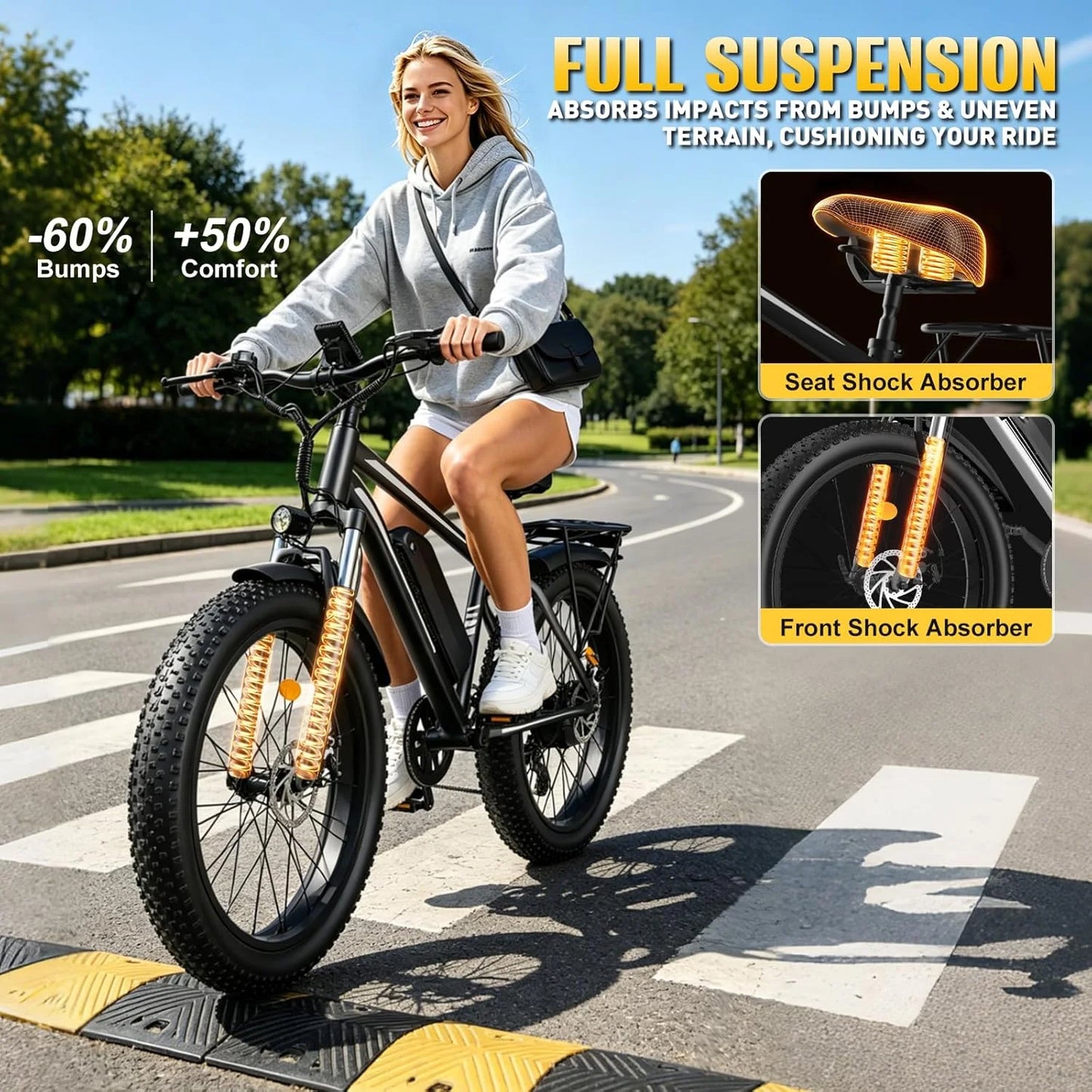 Electric Dirt Bike for Adults 1500W Motor Electric Motorcycle Black 31 MPH High-Speed E-bike Battery 48V 15AH Off-Road E Bike