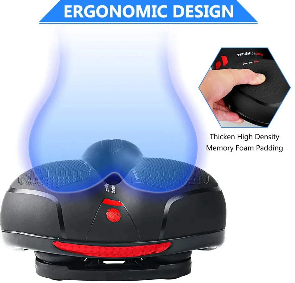 Widened Soft Ergonomic Bicycle Saddle Hollow Breathable Bike Seat With Taillight for Mountain Biking