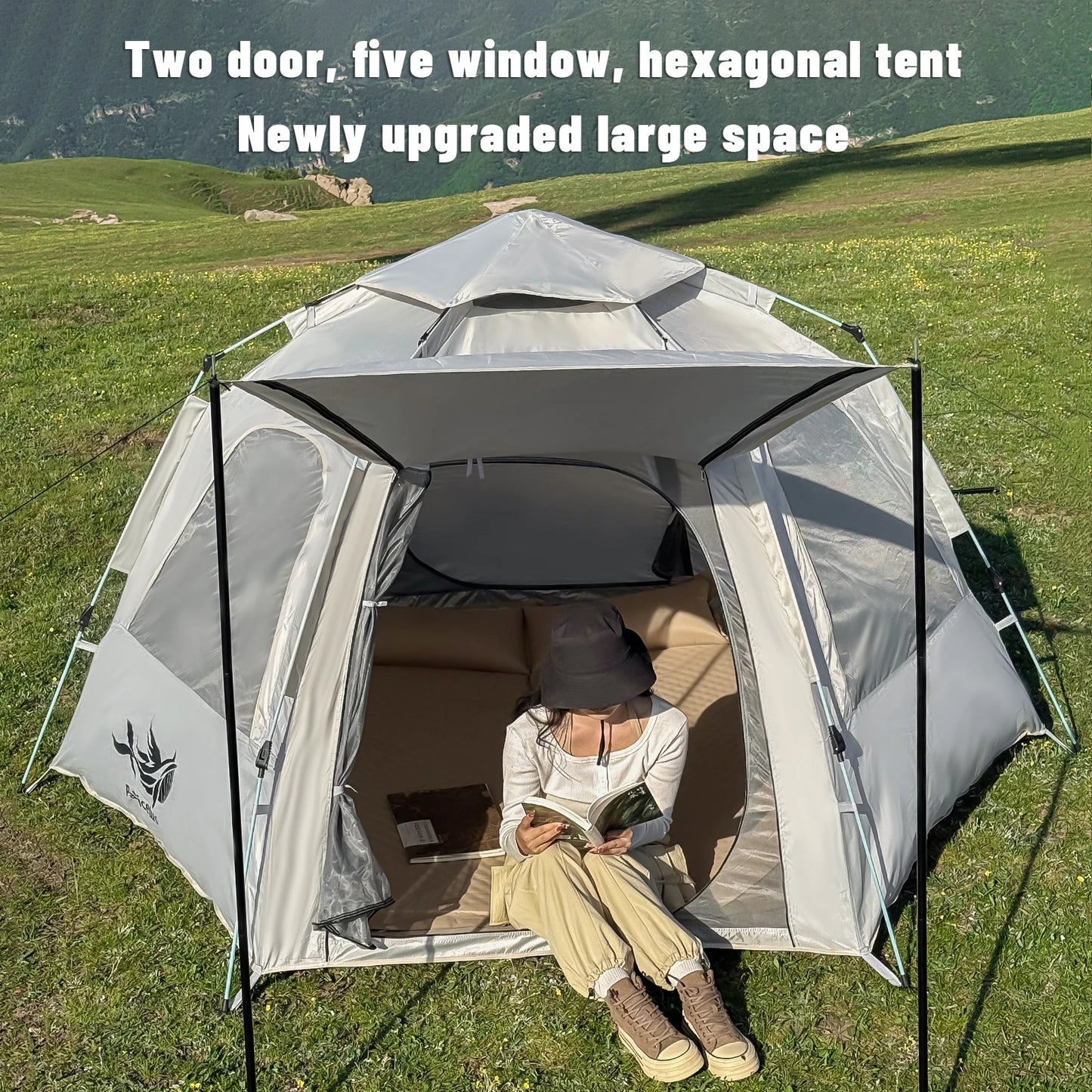 Spherical Hexagonal Camping Tent - Quick-Set Design with Sun/Wind-Resistant Oxford Fabric & 6-Sided Mesh Ventilation