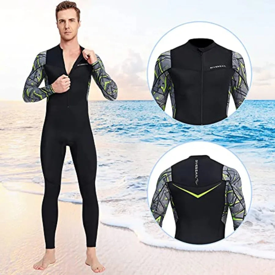 Dive Skins for Men Full Body Swimsuit Rash Guard Scuba Skin Thin Wetsuit, One Pcs Long Sleeve Quick Dry Diving Skin UV Pr