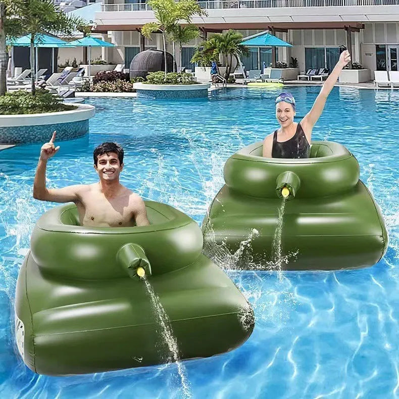 PVC inflatable tank water spray truck  water battle  water spray toy   pool water play   water gun  floating row
