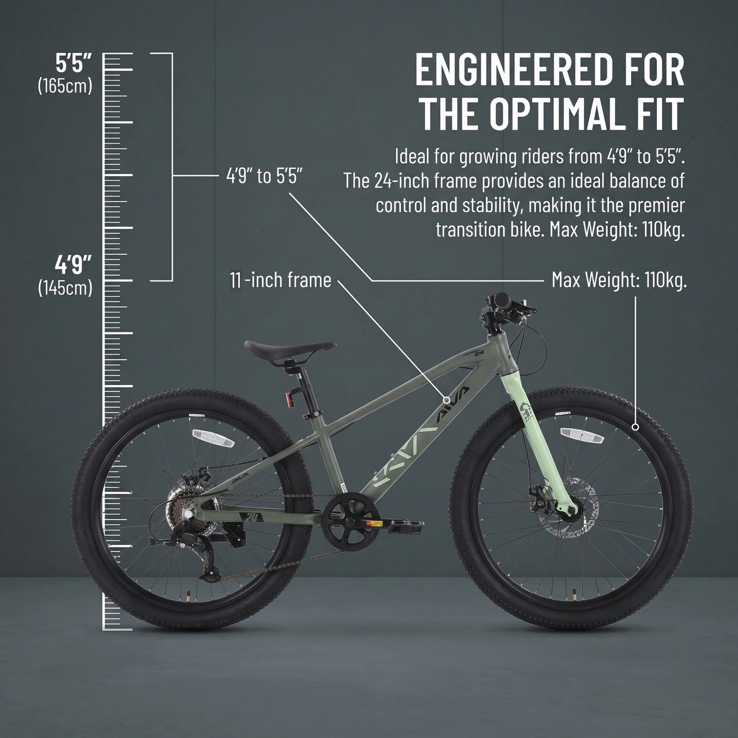 AIVA EXPLOPER24 Hardtail MTB, 7 Speed Mountain Bike, Bicycle for Teenagers and Adults, 24 Inch Wide Tires, Lightweight Aluminum Frame, Front & Rear Disc Brakes
