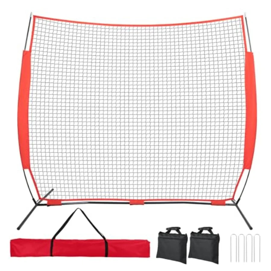 7x7ft/10x16ft/10x20ft Portable Sport Net Backstop Net for Softball, Lacrosse, Soccer with Handbag and 12 Ground Nails.