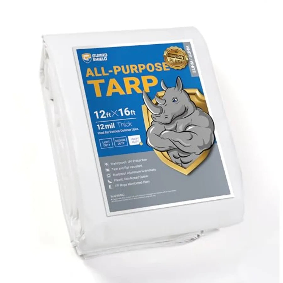 Outdoor Cover for Roof, Car, Boat, Truck -Tarps Heavy Duty Plus+ Waterproof Feet, 12mil Large Tarp with Reinforced Grommets,