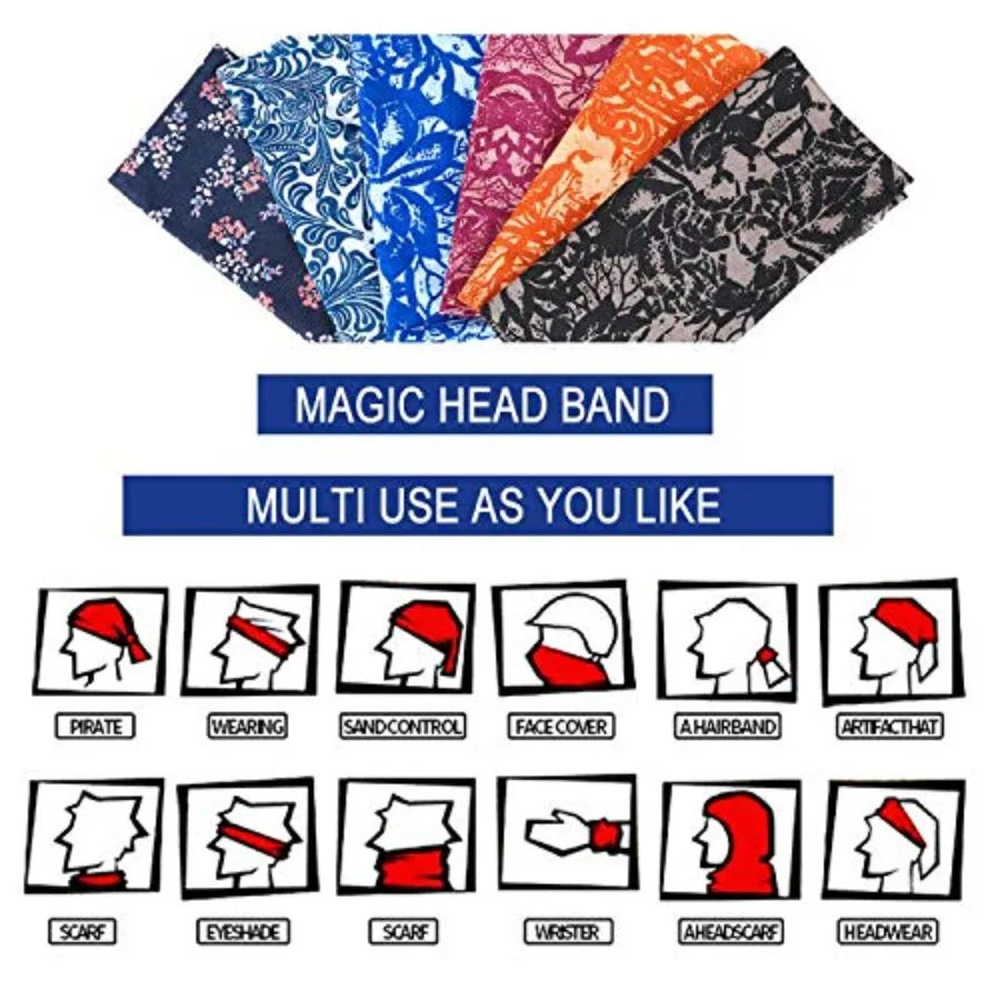 6-Pack Balaclava Face Mask for Men and Women - UV Protection Neck Gaiter, Multi-Use Cycling Mask and Breathable Headband