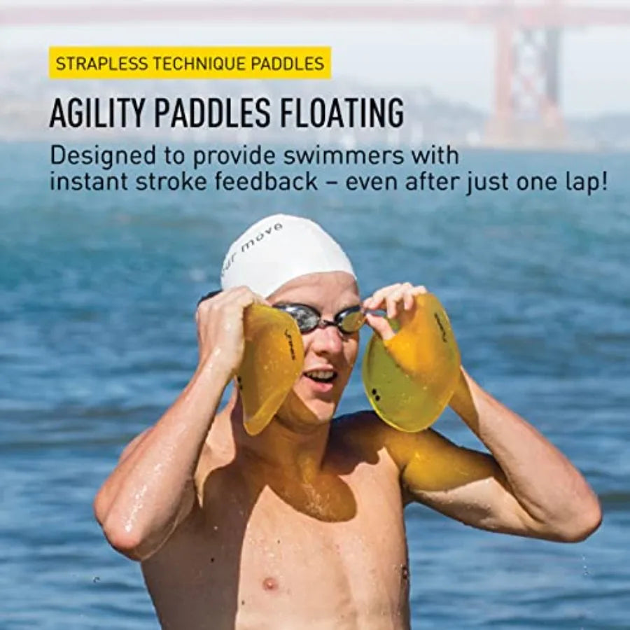 Agility Floating Swim Paddles - Strapless Design for Stroke Technique - Instant Feedback