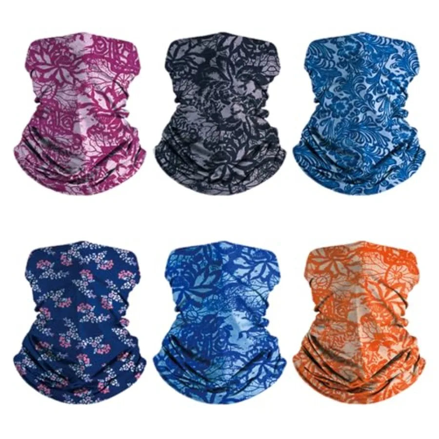 6-Pack Balaclava Face Mask for Men and Women - UV Protection Neck Gaiter, Multi-Use Cycling Mask and Breathable Headband