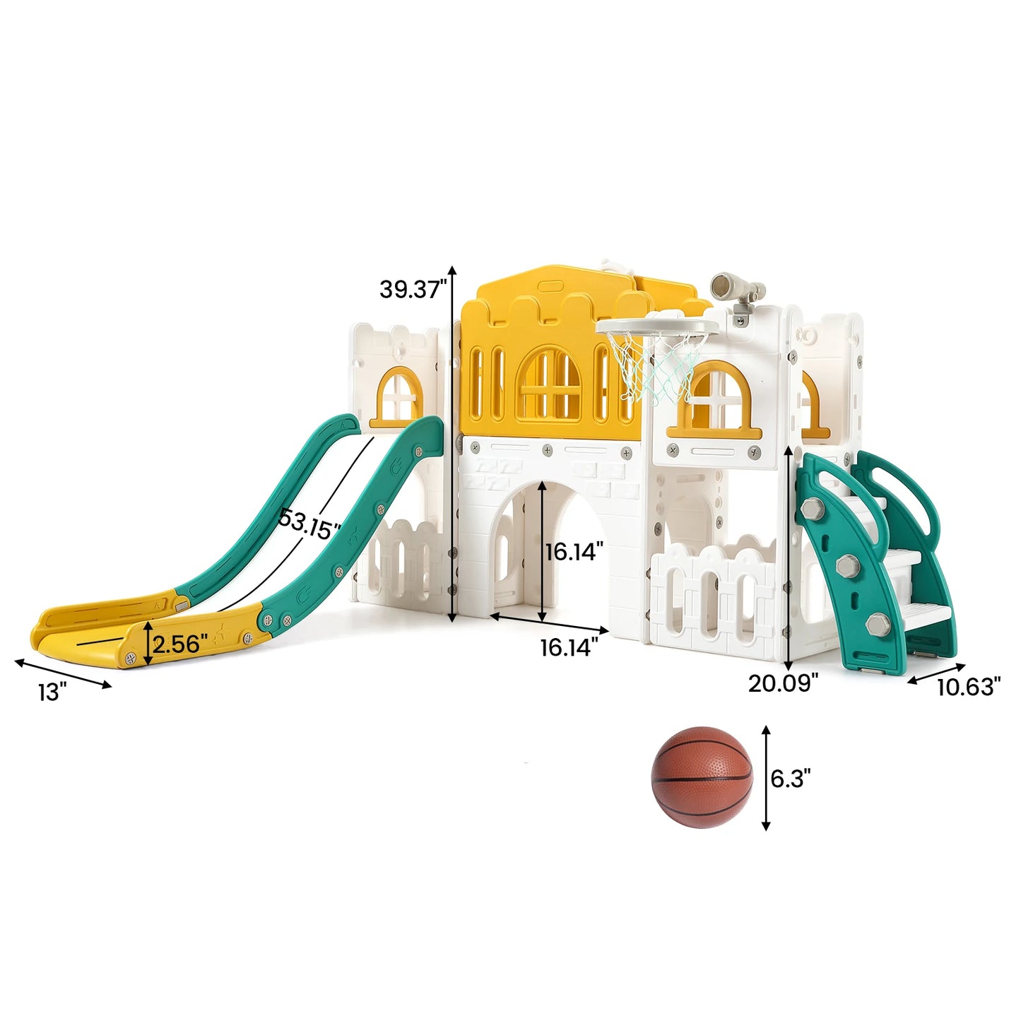 8 in 1 Toddler Slide Indoor Playground, Indoor Slide Toddler Playset for Toddlers  Kids Outdoor Playground with Basketball Hoop,