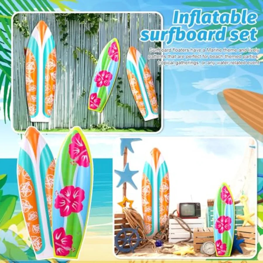 4 Pcs flatable Surf Board flatable Luau Party Decorations Blow up Surfboard