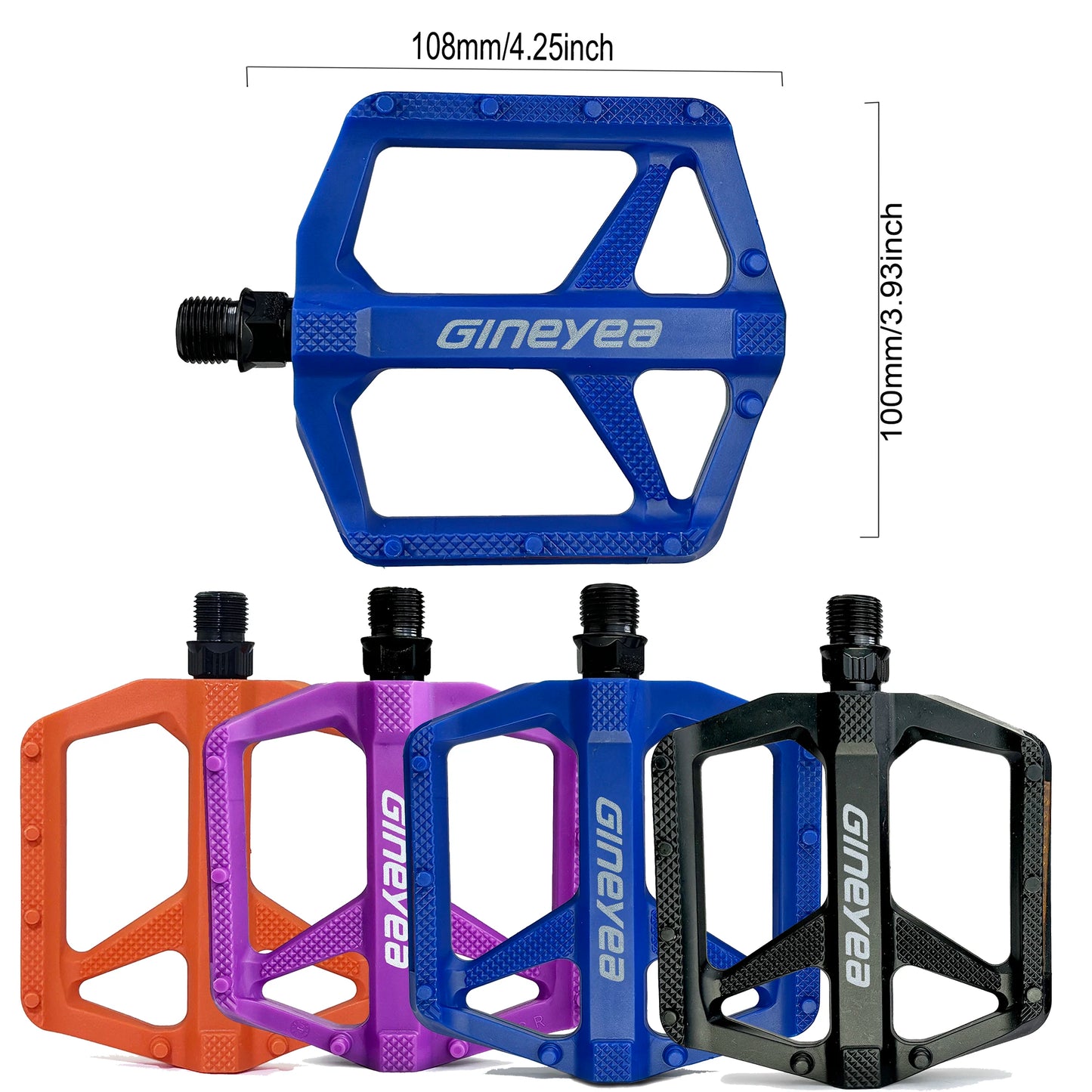 Gineyea Bike Pedals Flat, Lightweight Bearing Anti-slip Large Platform Road Bike MTB Bike Pedal Bicycle Accessories.