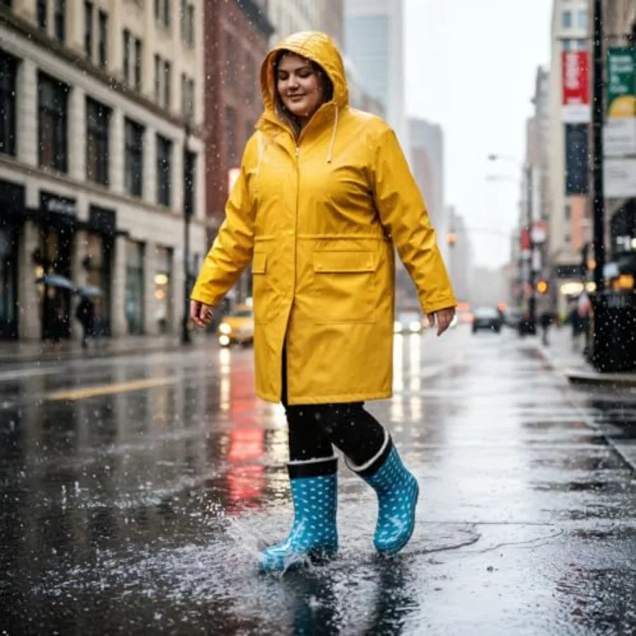 Plus Size Waterproof Rain Boots for Women - Wide Calf Design Sizes 9-14-Anti-Slip Sole