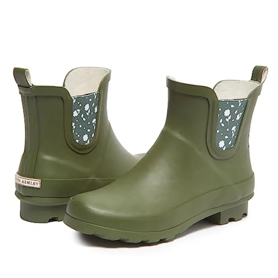 Laura Ashley Women's Waterproof Mid Cut Ankle Rain Boots