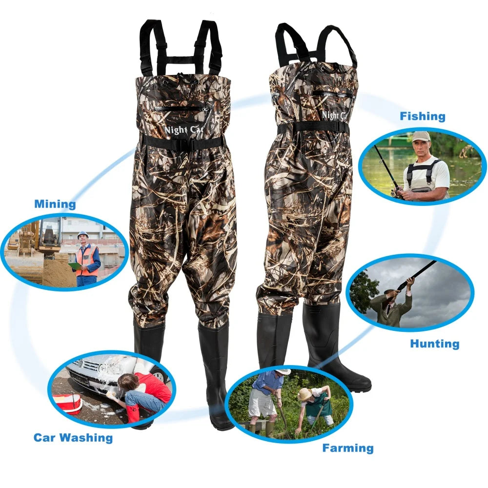 Night Cat Fishing Waders for Men Women Waterproof Hunting Chest Wader with Bootfoot Belt Breathable Lightweight Size 6.5-13