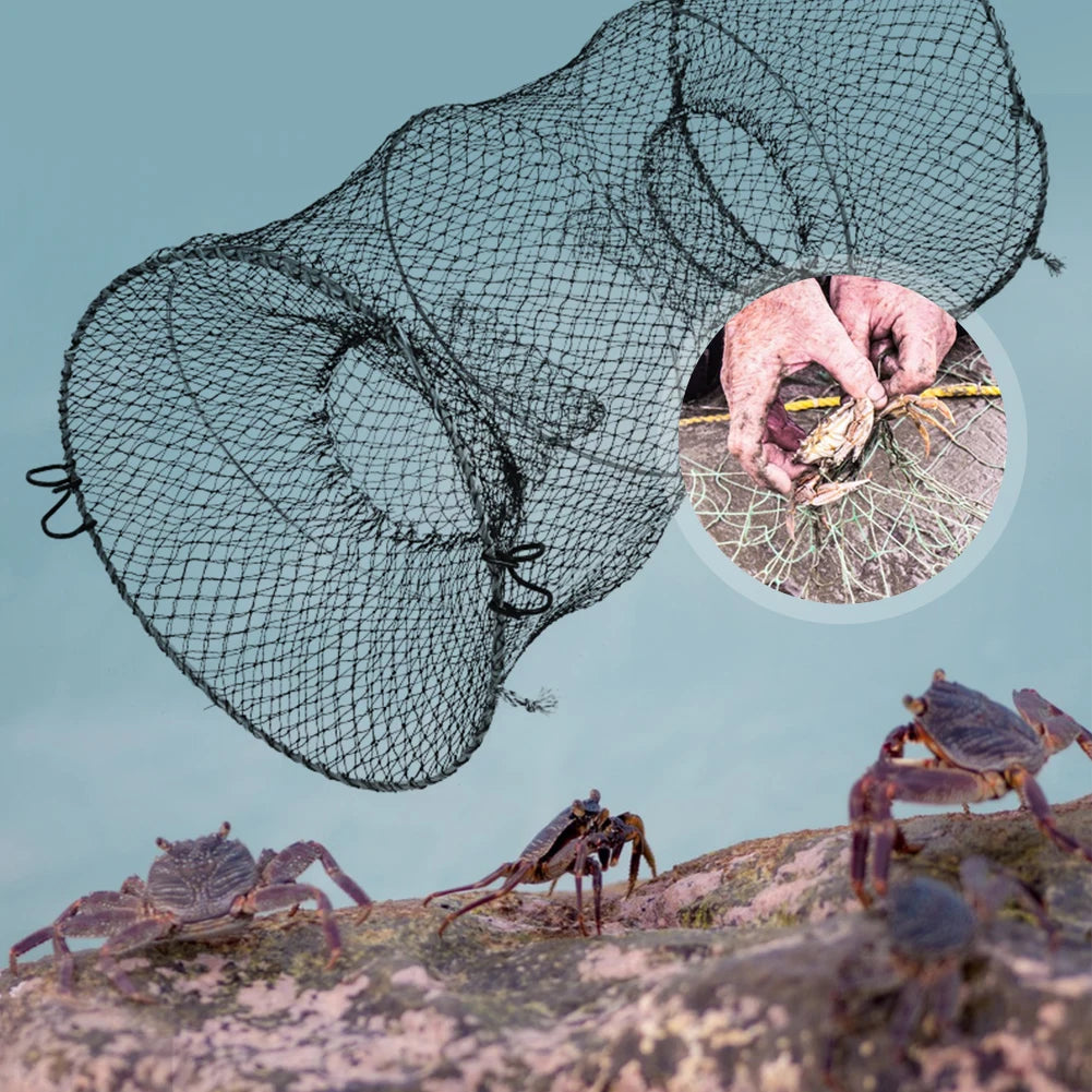 Folding Crab Trap Shrimp Fish Trap Crab Catcher Net Fishing Net Cage Telescopic Fishing Traps Net for Lobster Shrimp