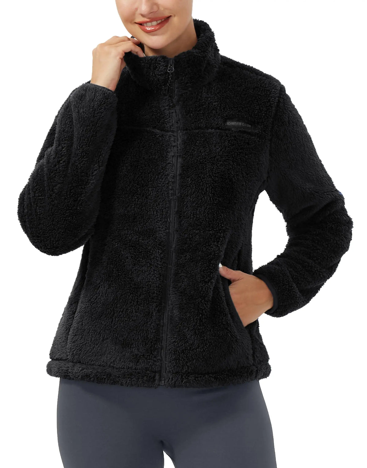 Women's Fuzzy Fleece Jacket with Full Zip for Spring Fall Winter