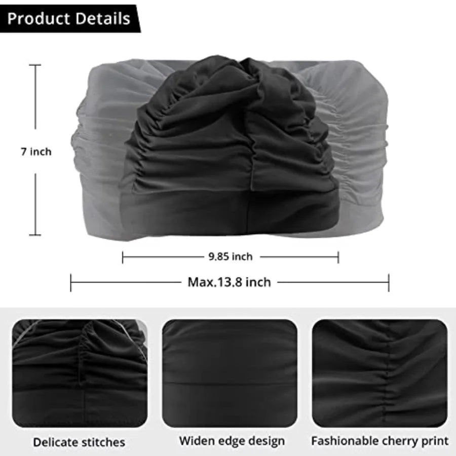 Swim Caps for Women Swimming, 1 Pcs Fabric Nylon Cloth Swim Cap, Comfort Pleated Swimming Cap for Long Hair, Not Waterproof Ela