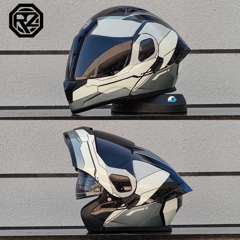 ORZ Personalised Motorcycle Full Face Helmet Men Women Fashion Dual Lens Helmets Motocross Racing Modular Flip Up Casco Moto