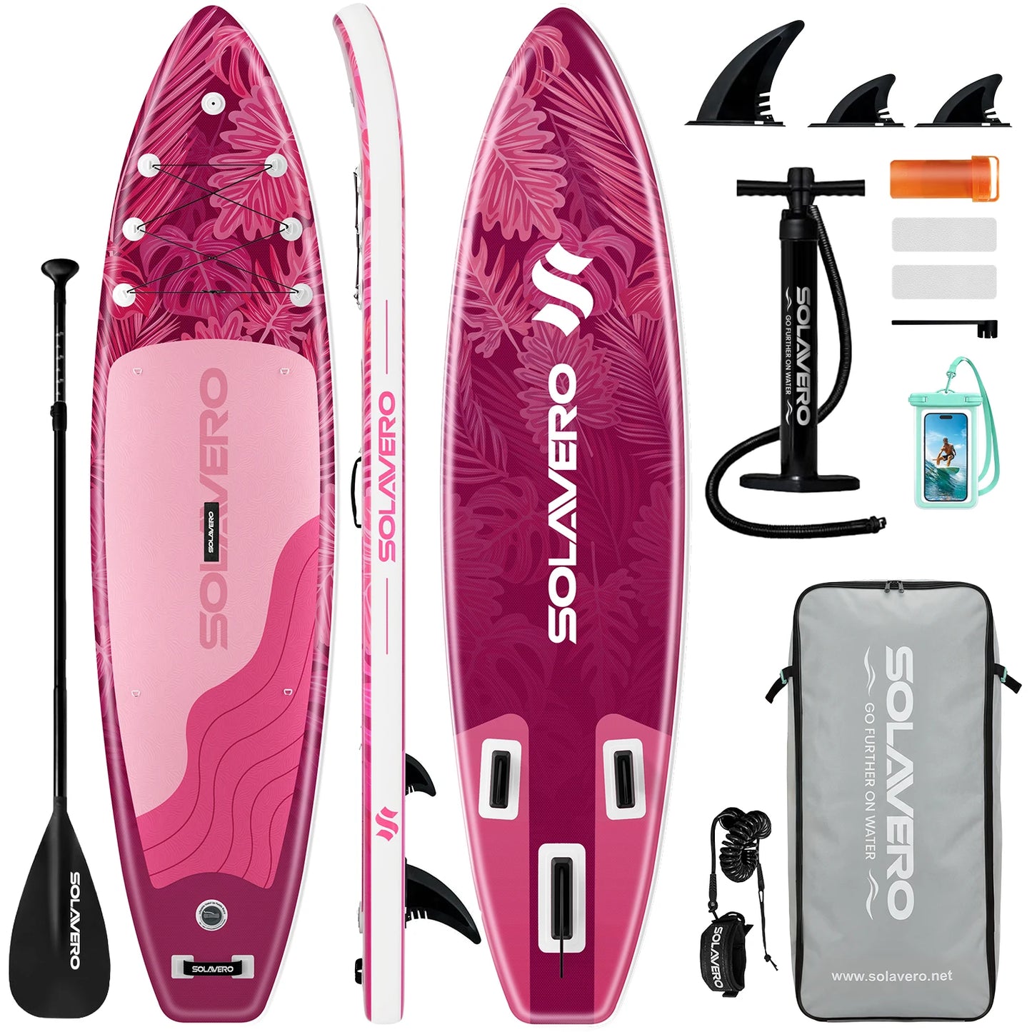 323/335/350cm Inflatable SUP Board with Accessories, 3 Removable Fins & Adjustable Paddle | Non-Slip Adult Paddle Board in Various Designs for All Water Activities