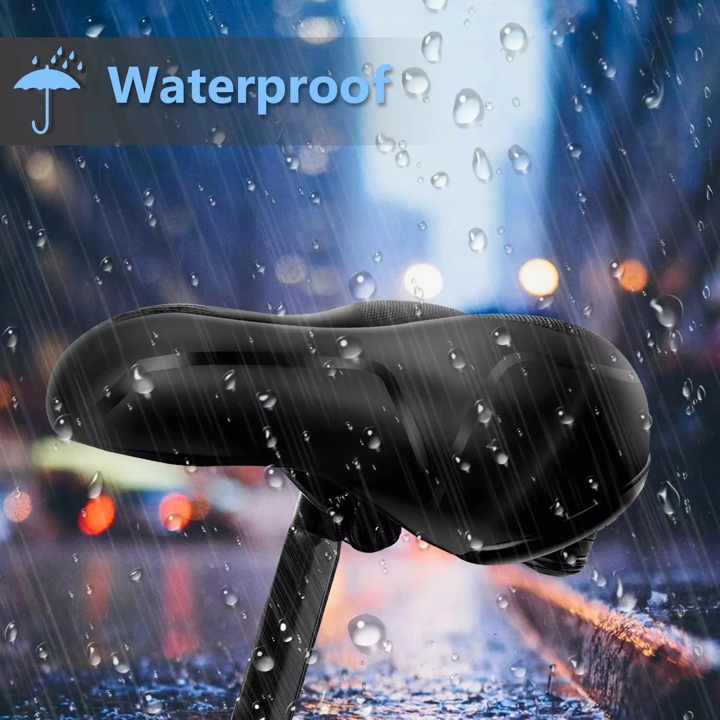 Widened Soft Ergonomic Bicycle Saddle Hollow Breathable Bike Seat With Taillight for Mountain Biking