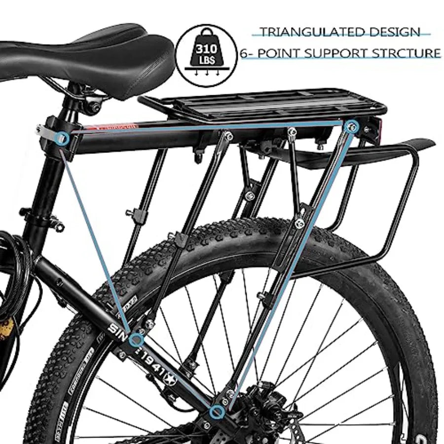 Quick Release Mountain Road Bicycle Rear Racks, Rear, 310 LB Capacity