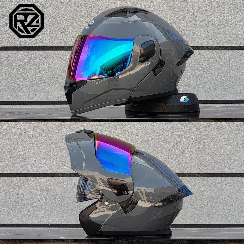 ORZ Personalised Motorcycle Full Face Helmet Men Women Fashion Dual Lens Helmets Motocross Racing Modular Flip Up Casco Moto