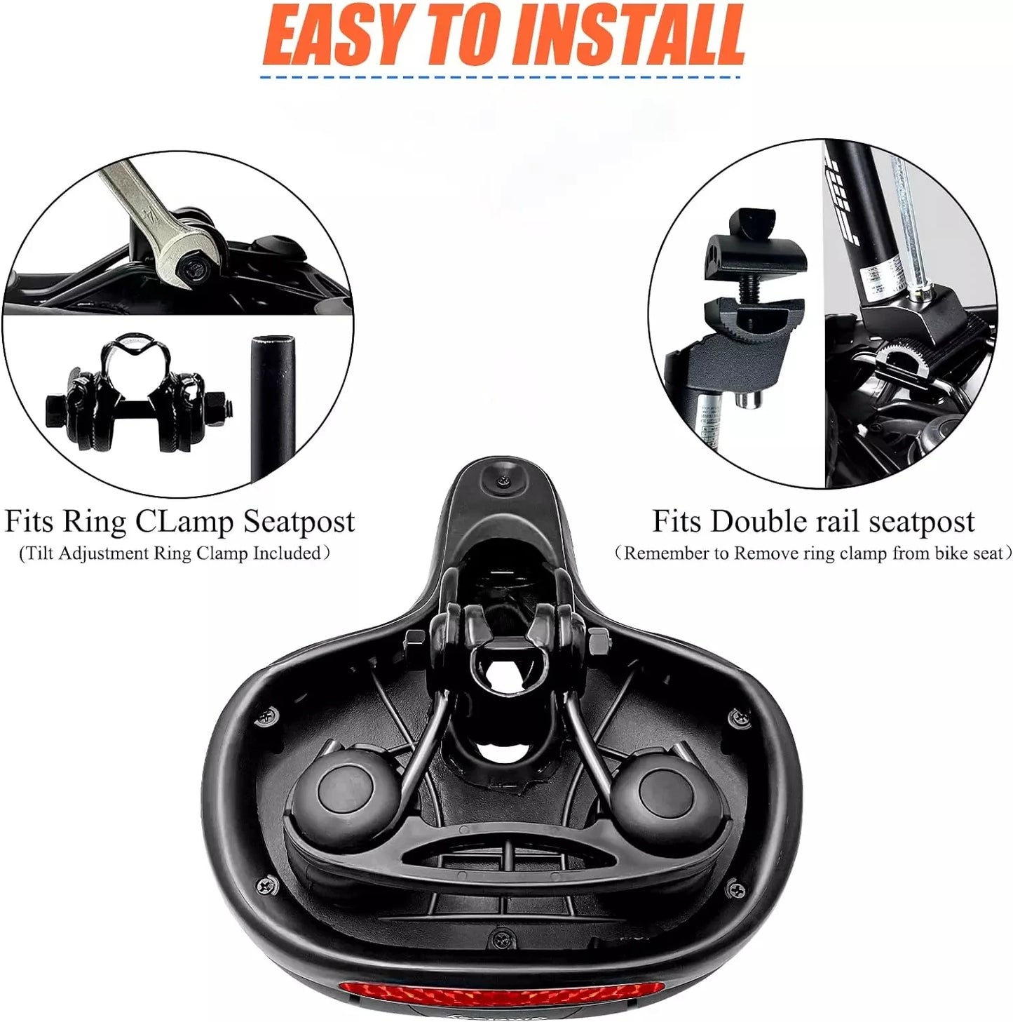 Widened Soft Ergonomic Bicycle Saddle Hollow Breathable Bike Seat With Taillight for Mountain Biking